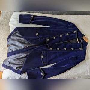 Blue velvet coat jacket for Halloween costume Size Small unisex